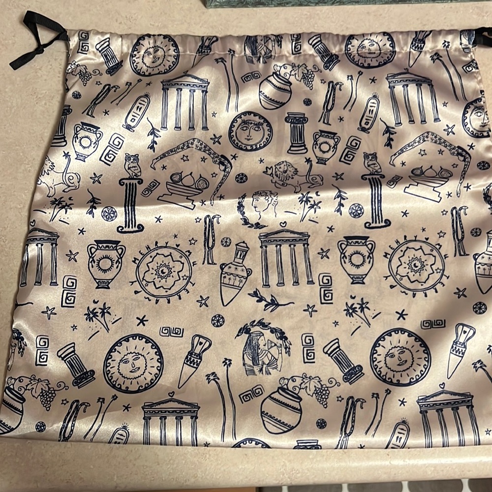 Greece greek print satin Drawstring Bag